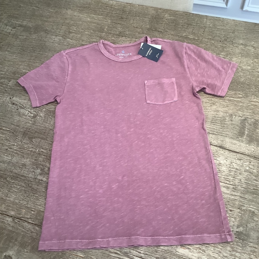 J. Crew Kids garment-dyed pocket T-shirt, Size 14, Sorbet